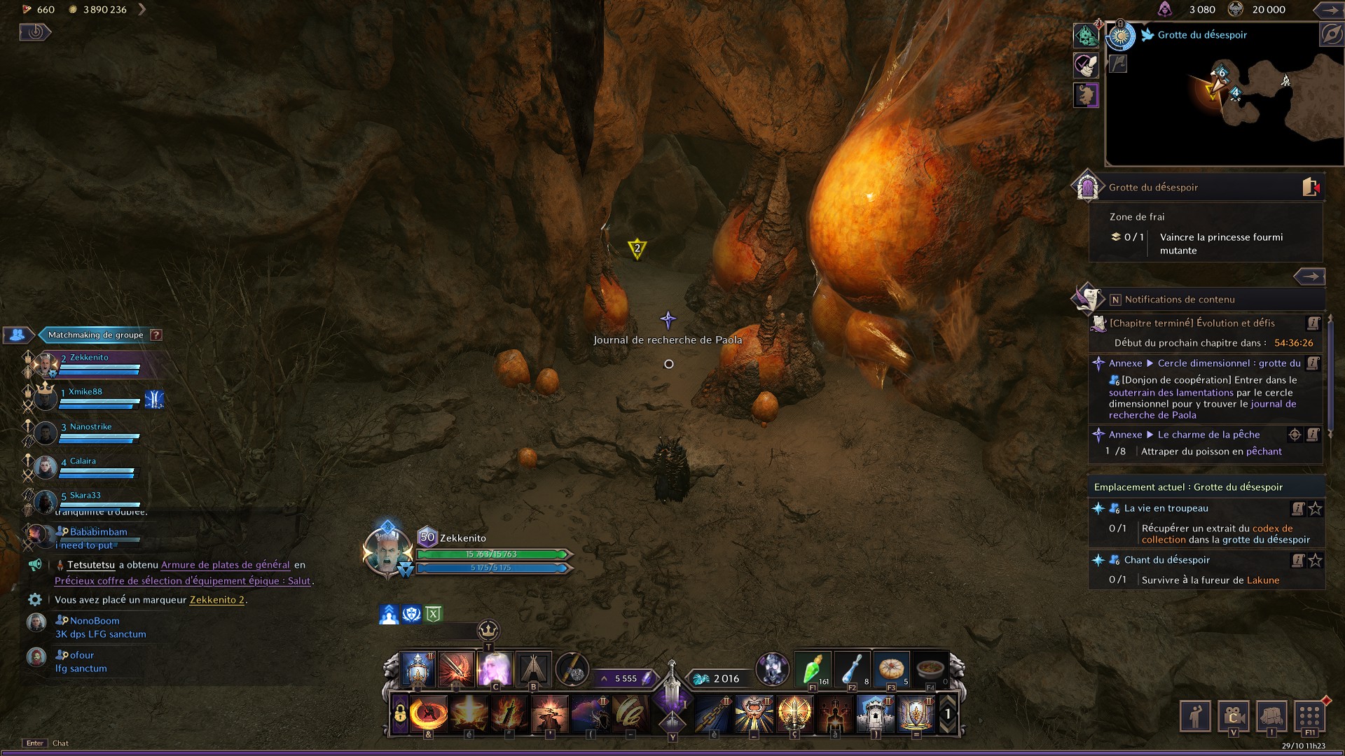 Temple rugissant, souterrain des lamentations ... où trouver les journaux de recherche de Paola dans Throne and Liberty ?